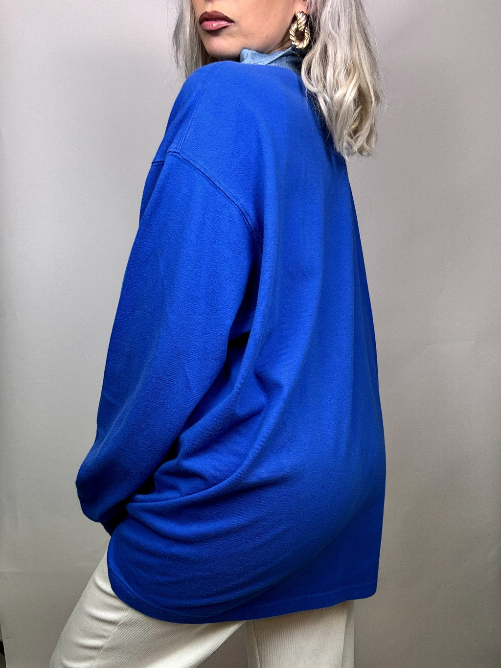 Long sleeve polo shirt L blue RALPH LAUREN vintage