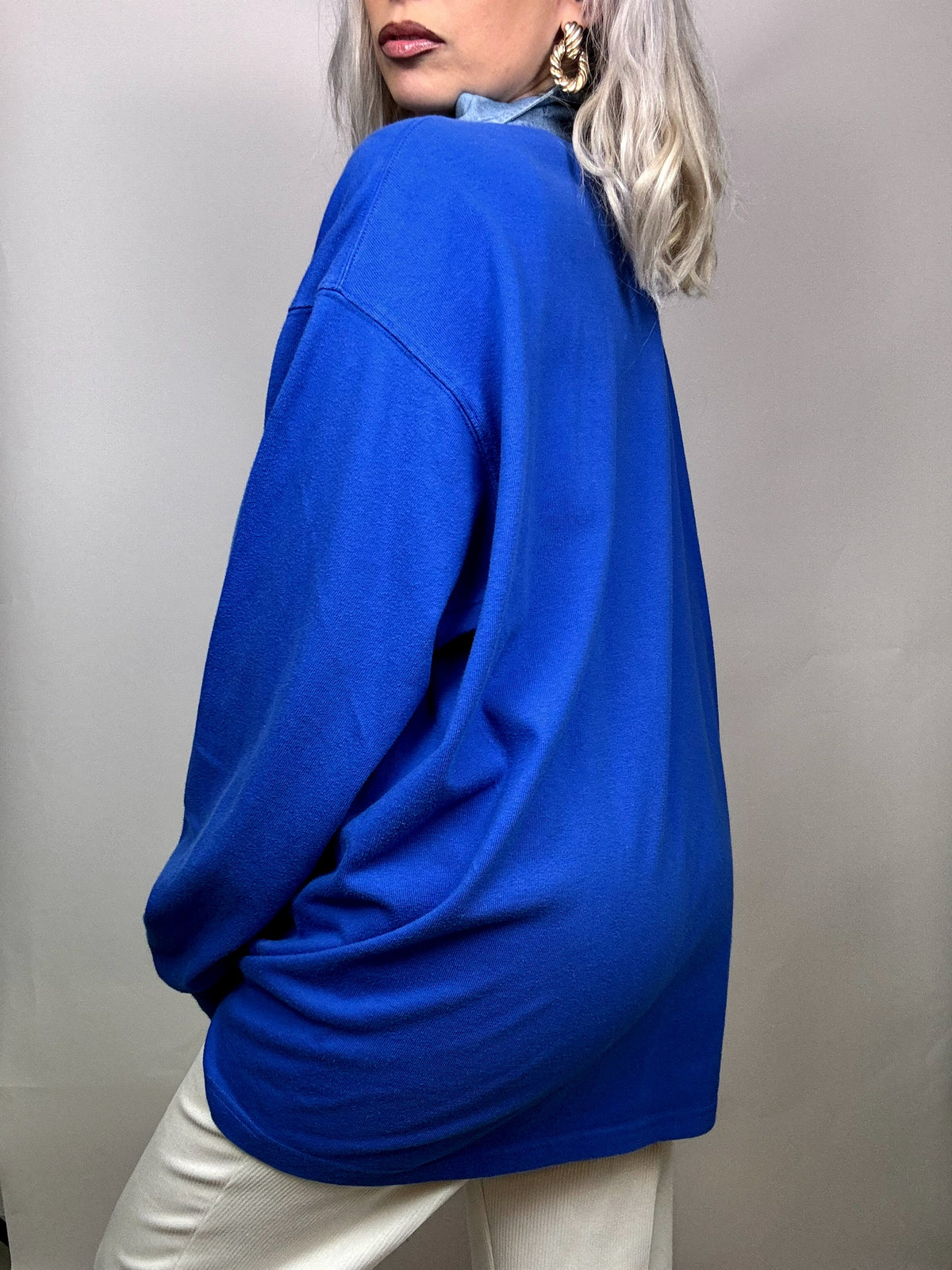 Long sleeve polo shirt L blue RALPH LAUREN vintage