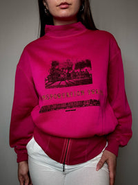 Sweat cintré imprimé rose M vintage