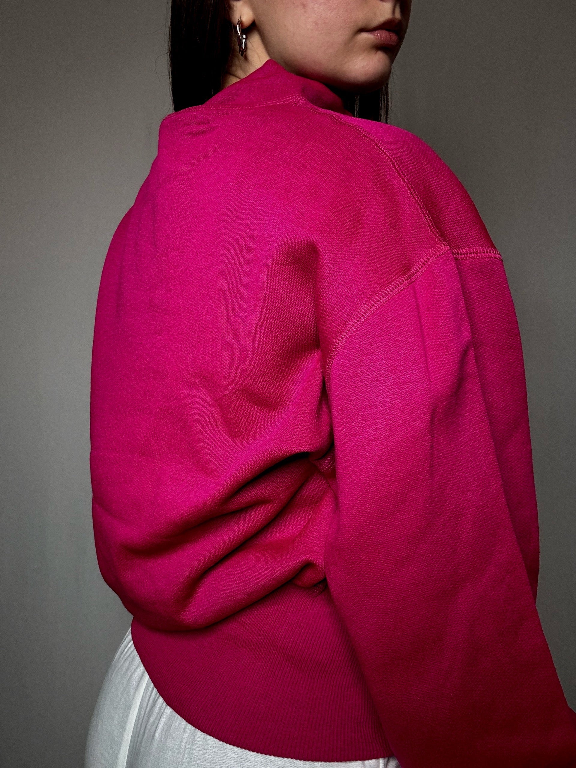 Sweat cintré imprimé rose M vintage