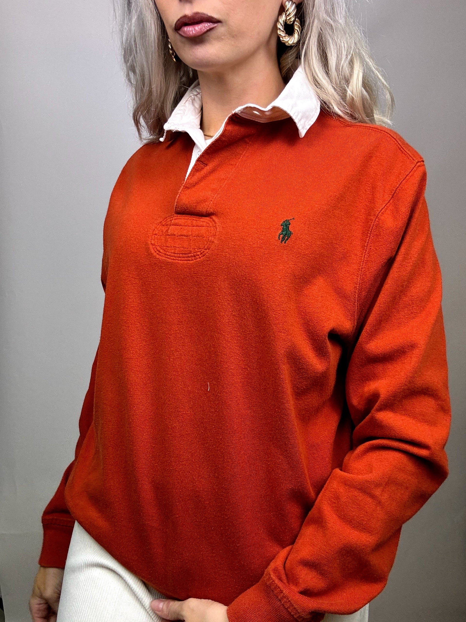 Vintage RALPH LAUREN red long-sleeved polo shirt M