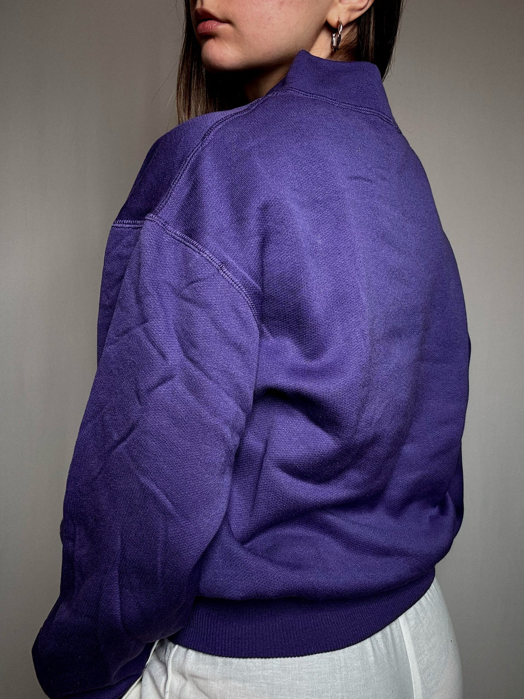 Sweat cintré imprimé violet M vintage