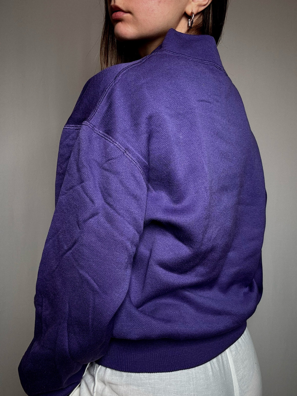 Sweat cintré imprimé violet M vintage