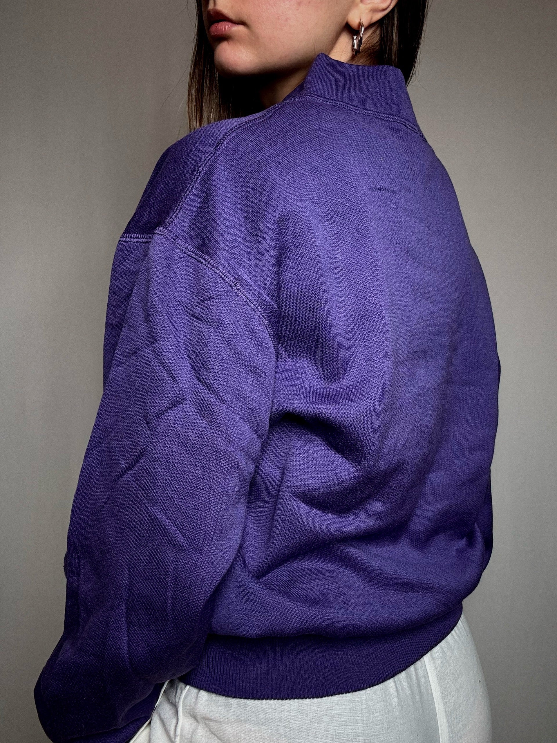 Sweat cintré imprimé violet M vintage