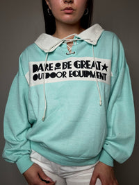 Sweat turquoise à détails L vintage
