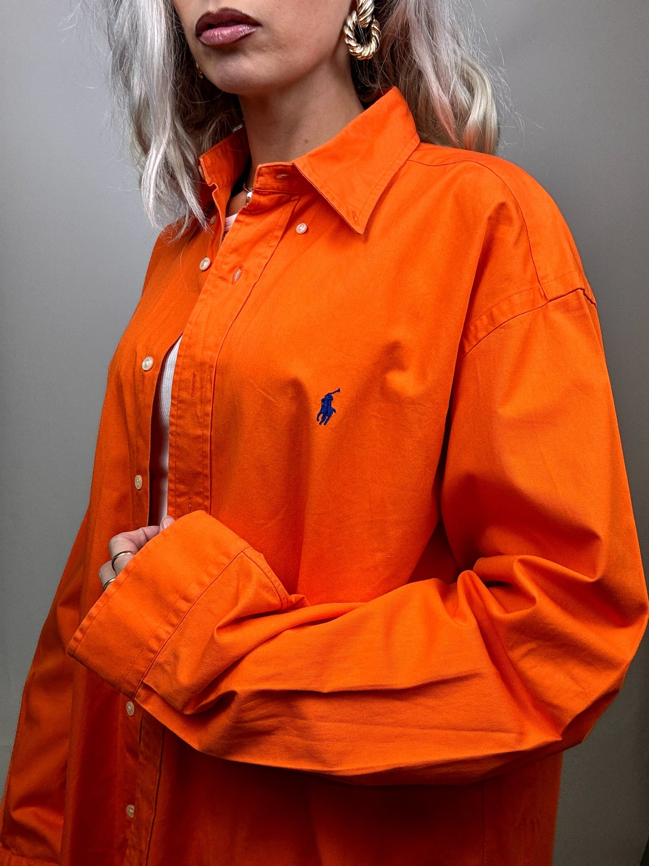 Chemise oversize orange RALPH LAUREN L Vintage