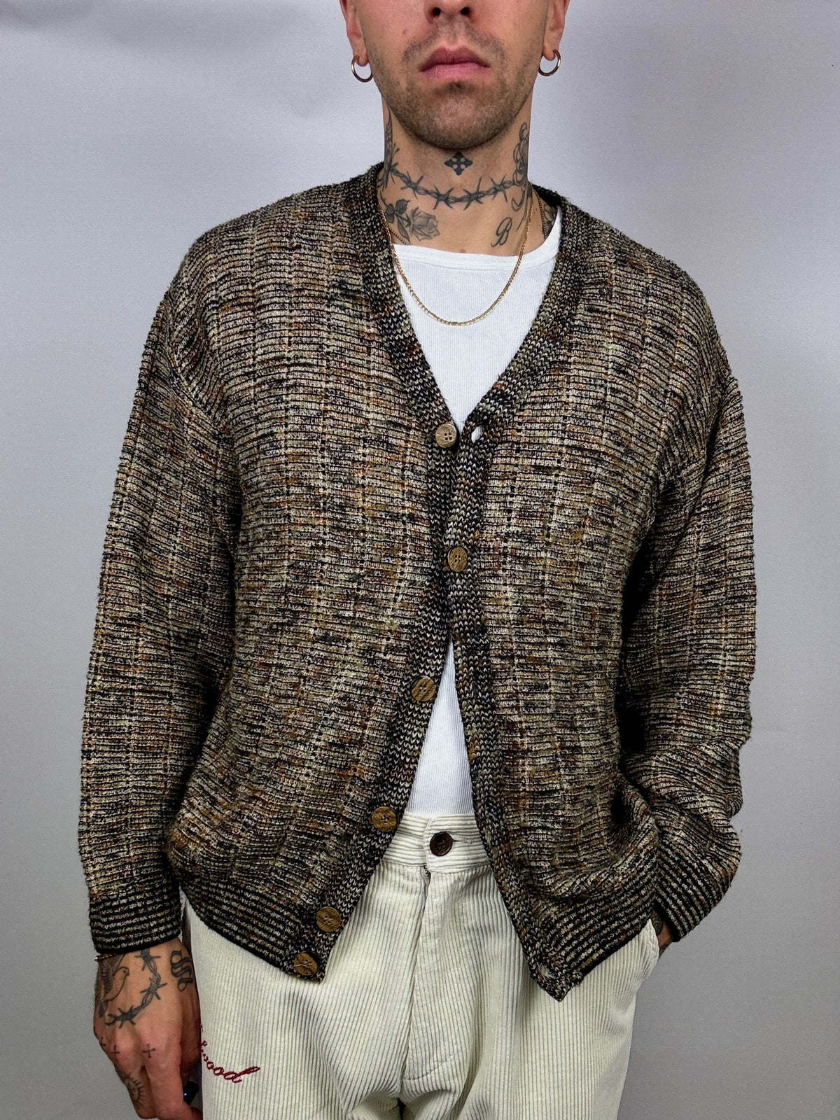 Vintage L/XL wool marl cardigan