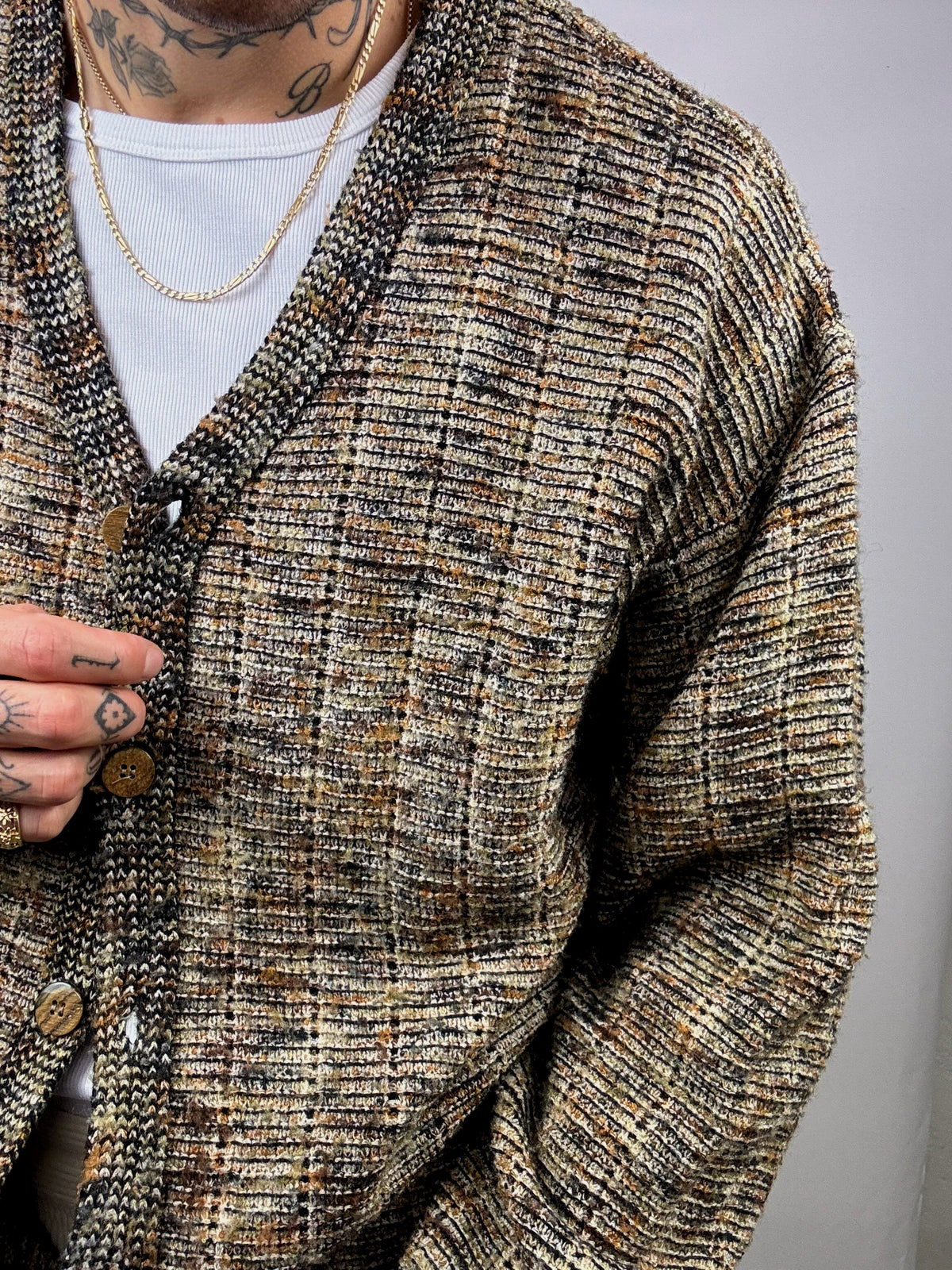 Vintage L/XL wool marl cardigan