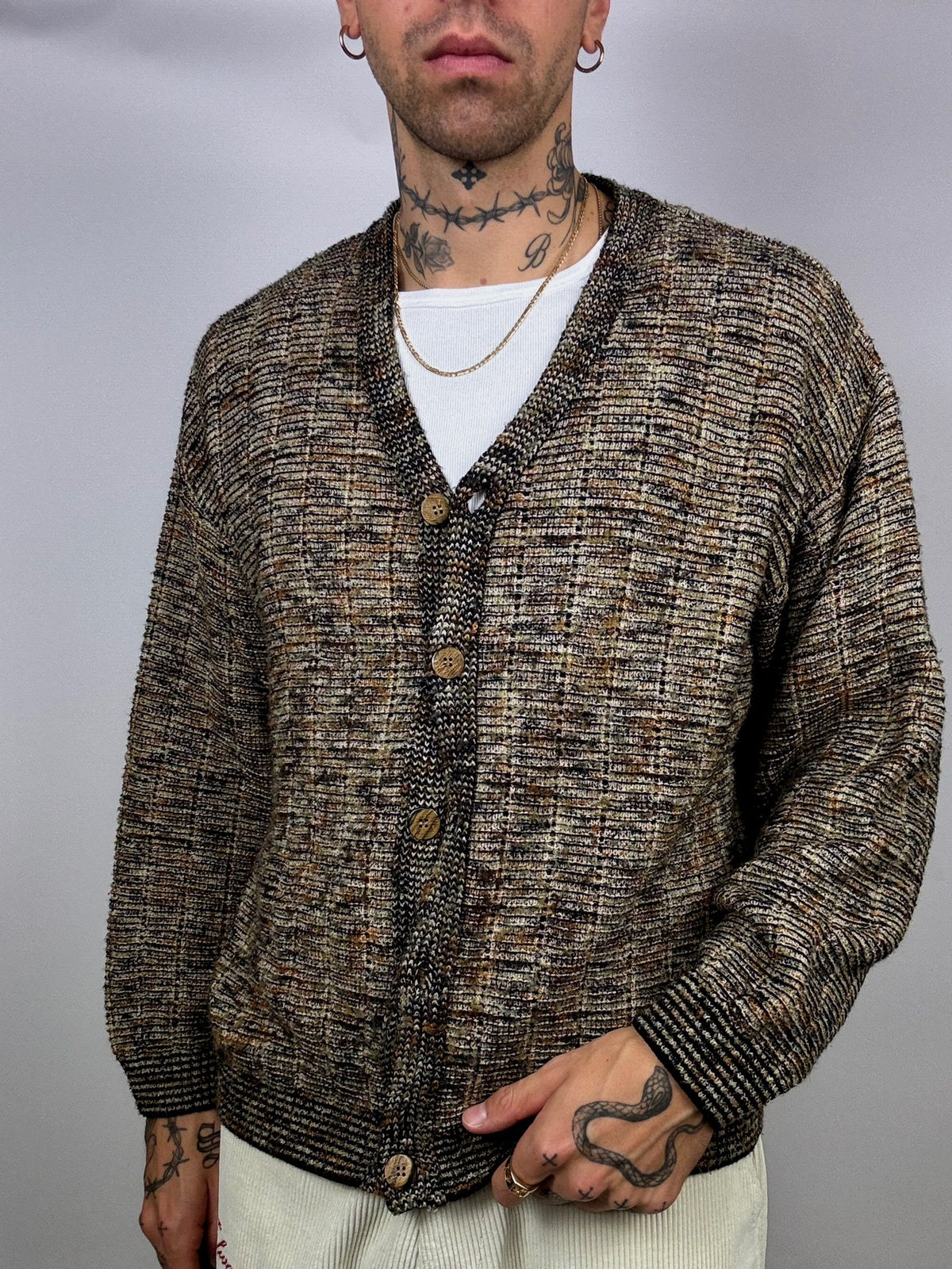 Vintage L/XL wool marl cardigan
