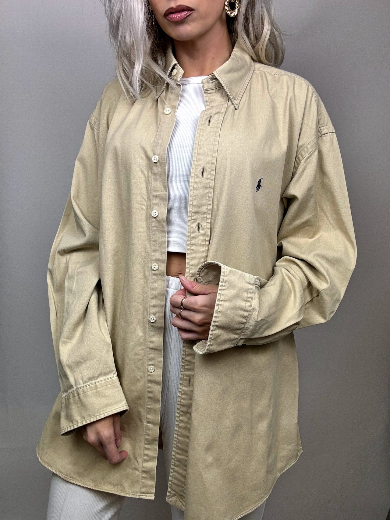 Chemise oversize beige RALPH LAUREN L Vintage