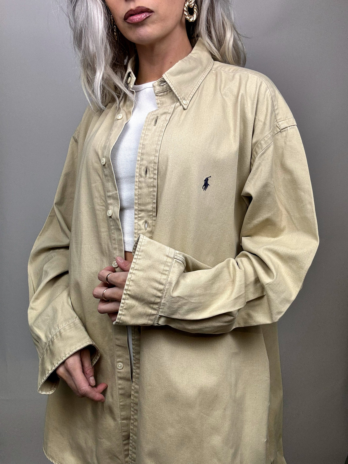 Beige oversized shirt RALPH LAUREN L Vintage