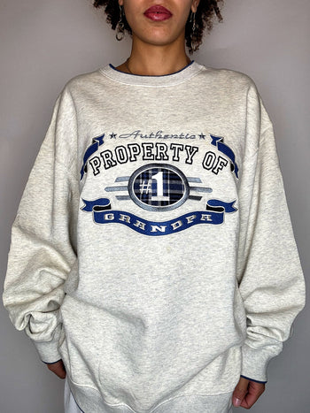 Sweat à col rond oversized brodé M vintage