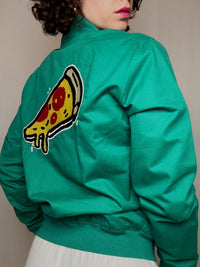 Vintage Sommerjacke mit Pizza-Stickerei, Größe M