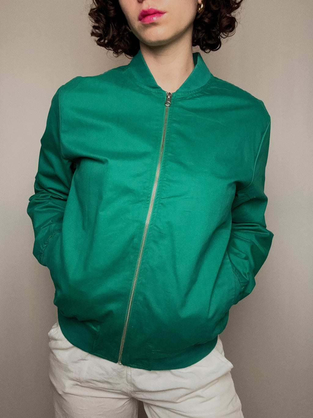Vintage Sommerjacke mit Pizza-Stickerei, Größe M