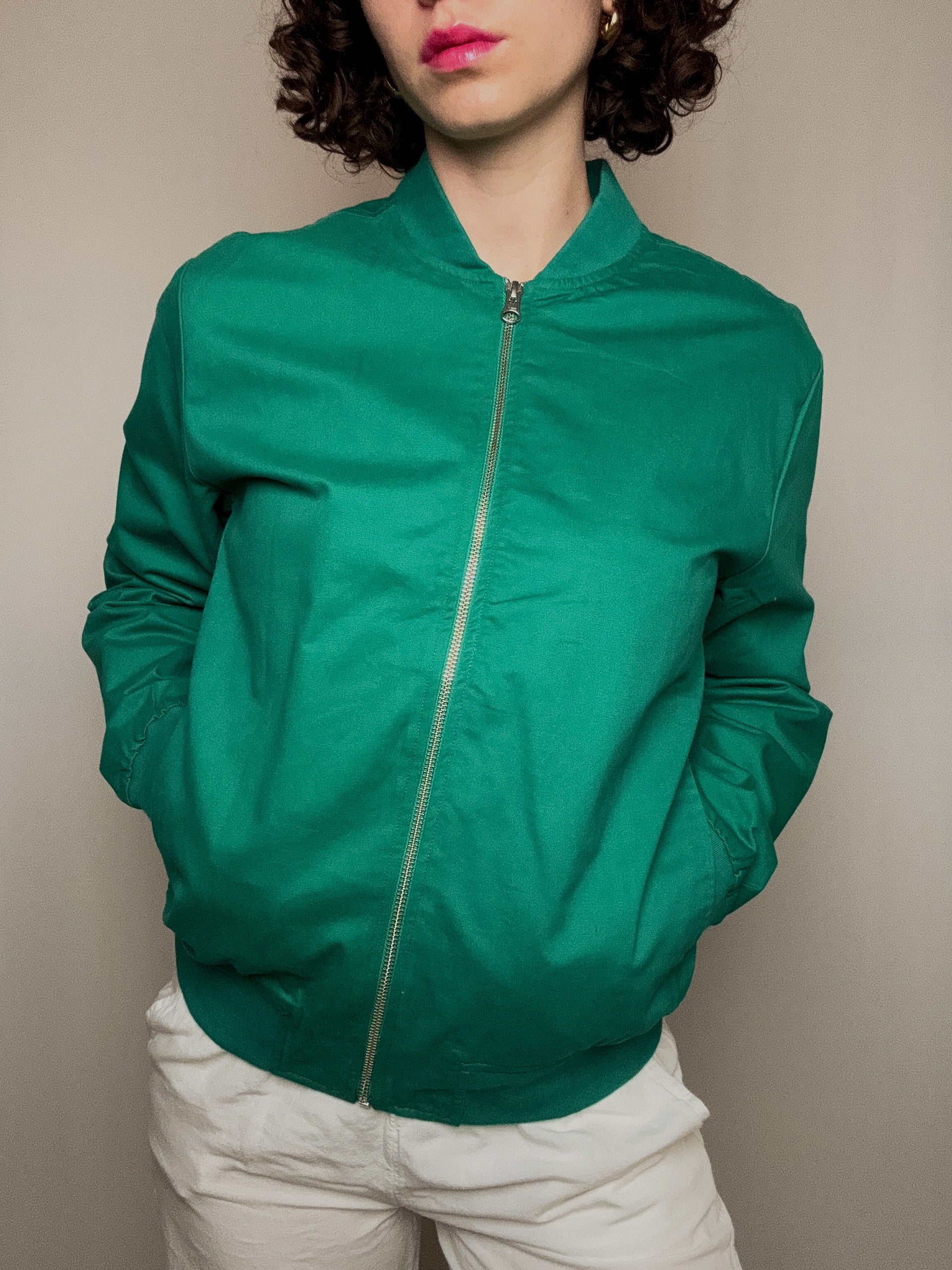 Vintage Sommerjacke mit Pizza-Stickerei, Größe M