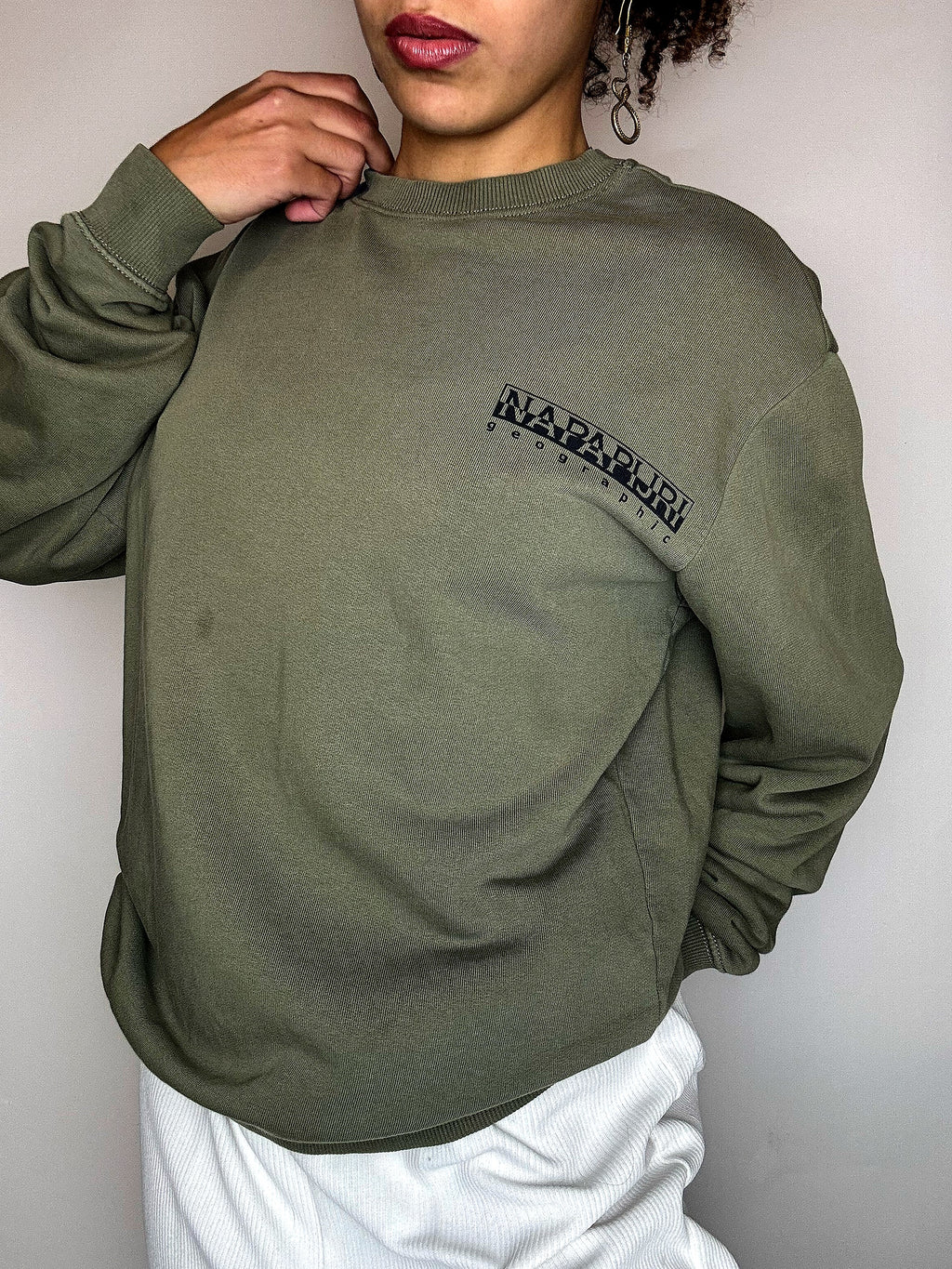 NAPAPIJRI S vintage khaki crewneck sweatshirt