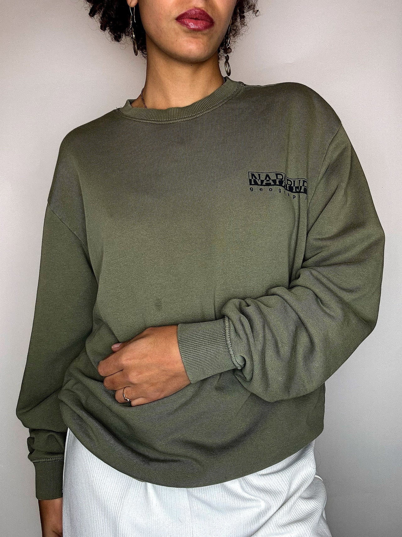 Sweat à col rond kaki NAPAPIJRI S vintage