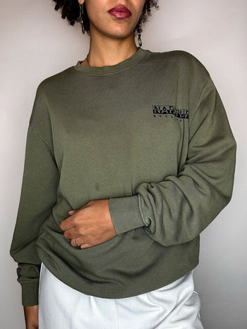 Sweat à col rond kaki NAPAPIJRI S vintage