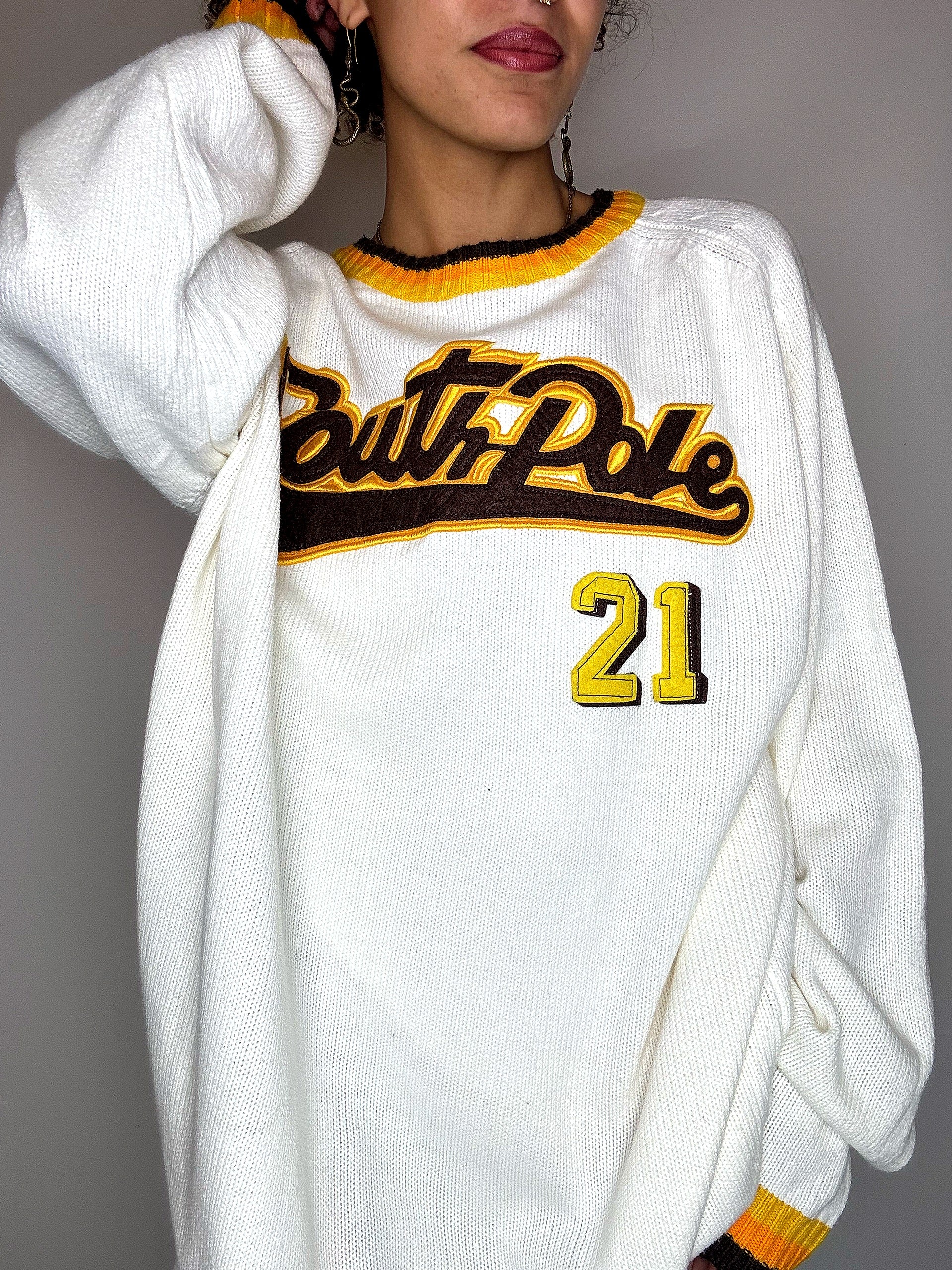 Pull en maille blanc SOUTH POLE L vintage