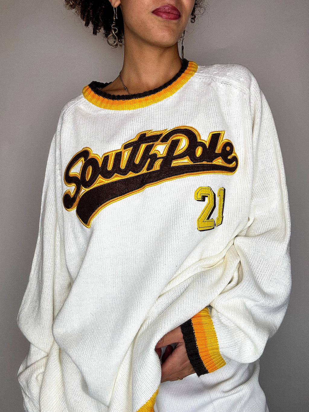 Pull en maille blanc SOUTH POLE L vintage