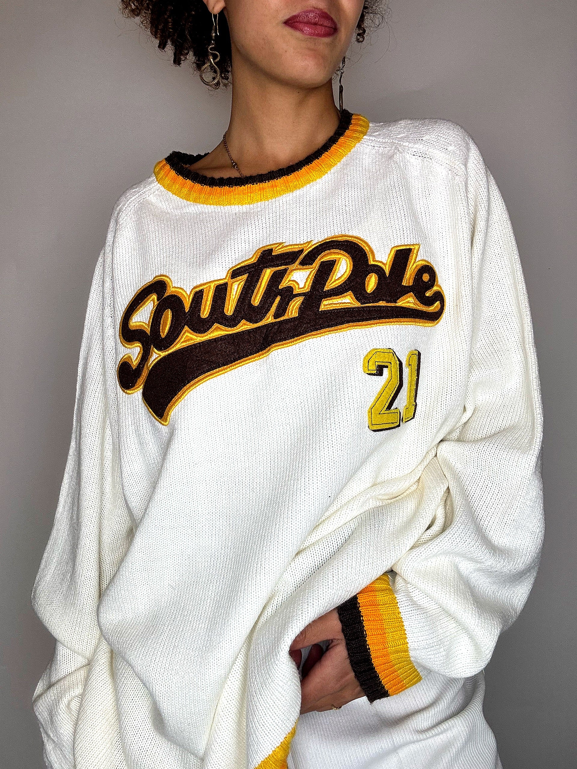 Pull en maille blanc SOUTH POLE L vintage