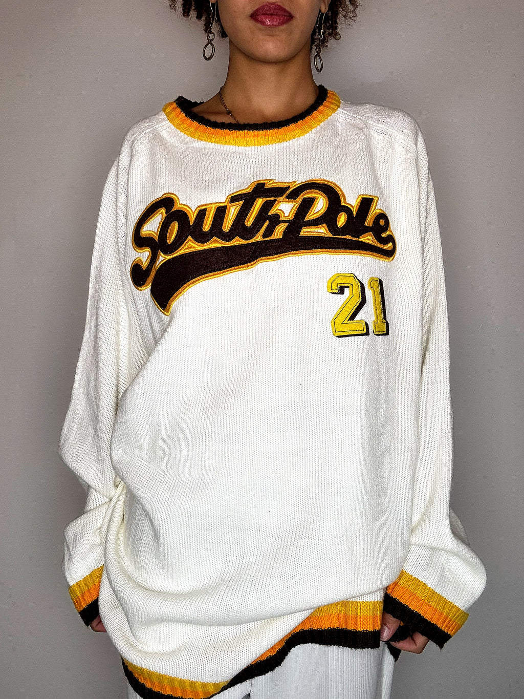 Pull en maille blanc SOUTH POLE L vintage