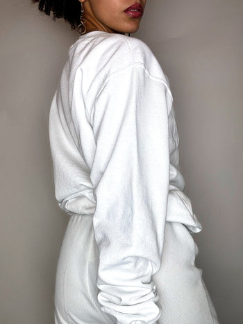 Sweat blanc col rond CHAMPION S/M vintage