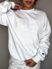 Weißes Sweatshirt mit Rundhalsausschnitt CHAMPION S/M Vintage