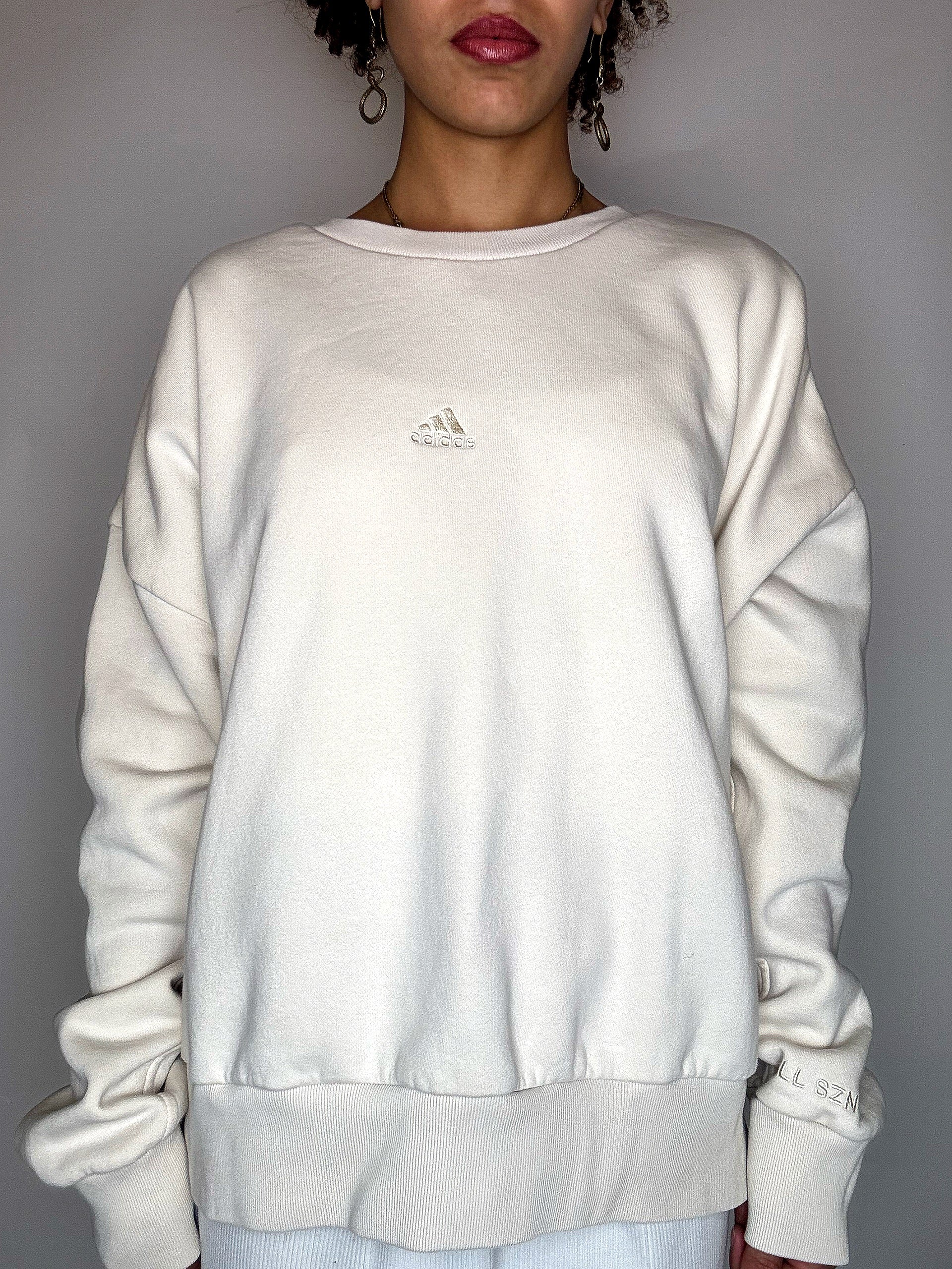 Cream crew neck sweatshirt ADIDAS L/XL vintage