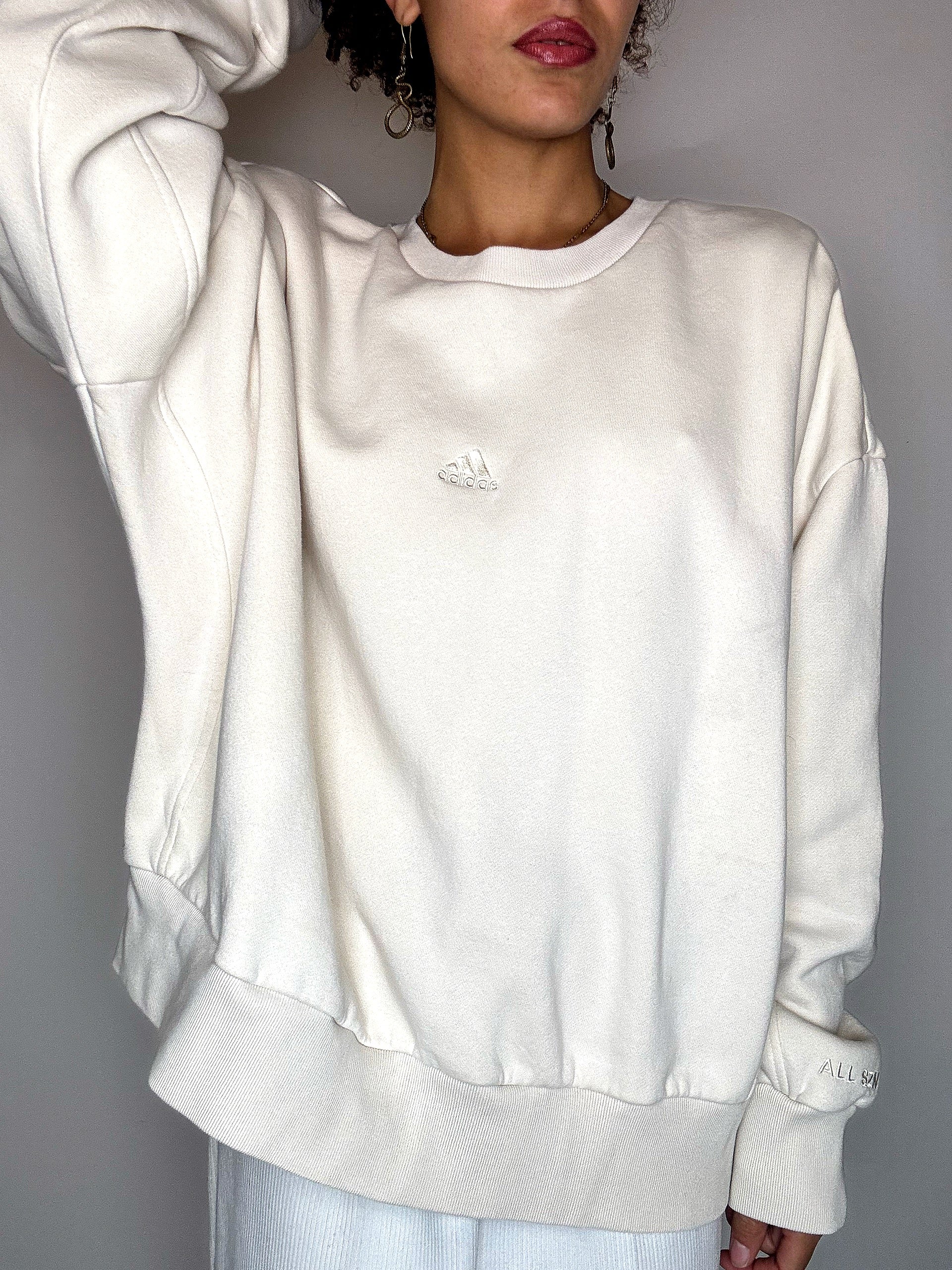 Cream crew neck sweatshirt ADIDAS L/XL vintage