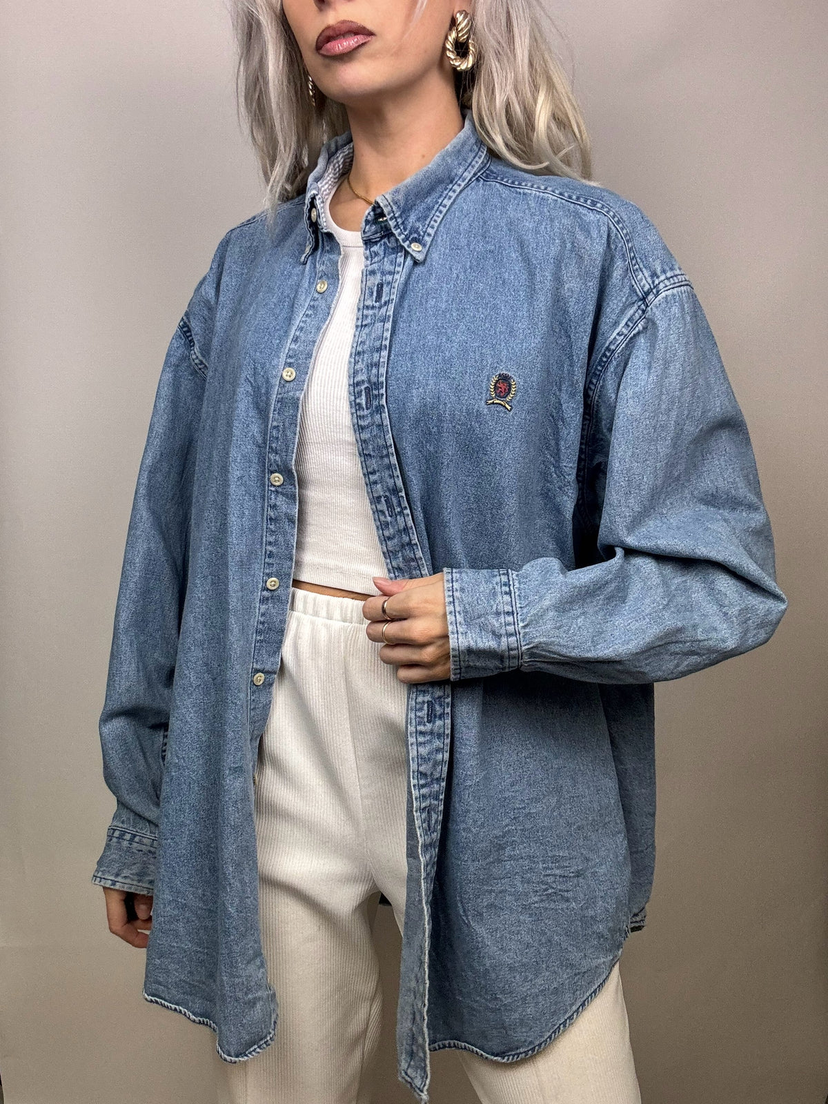 Tommy HILFIGER denim shirt L Vintage