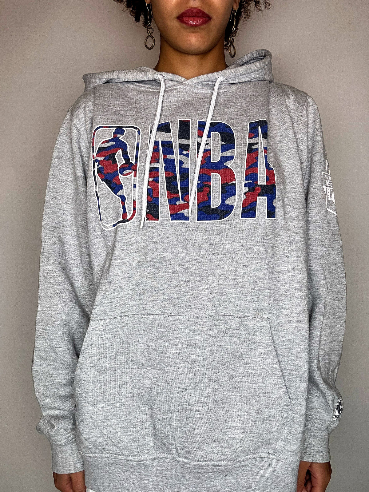 Sweat à capuche gris NBA L vintage