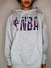 Sweat à capuche gris NBA L vintage