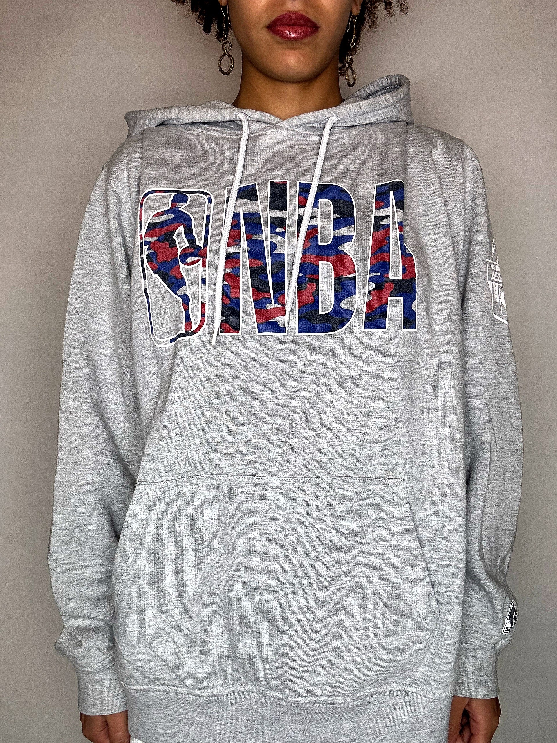 Sweat à capuche gris NBA L vintage