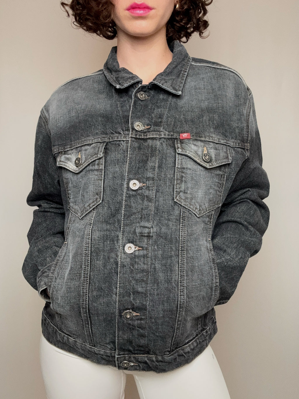 Veste en denim grise Mustang L vintage