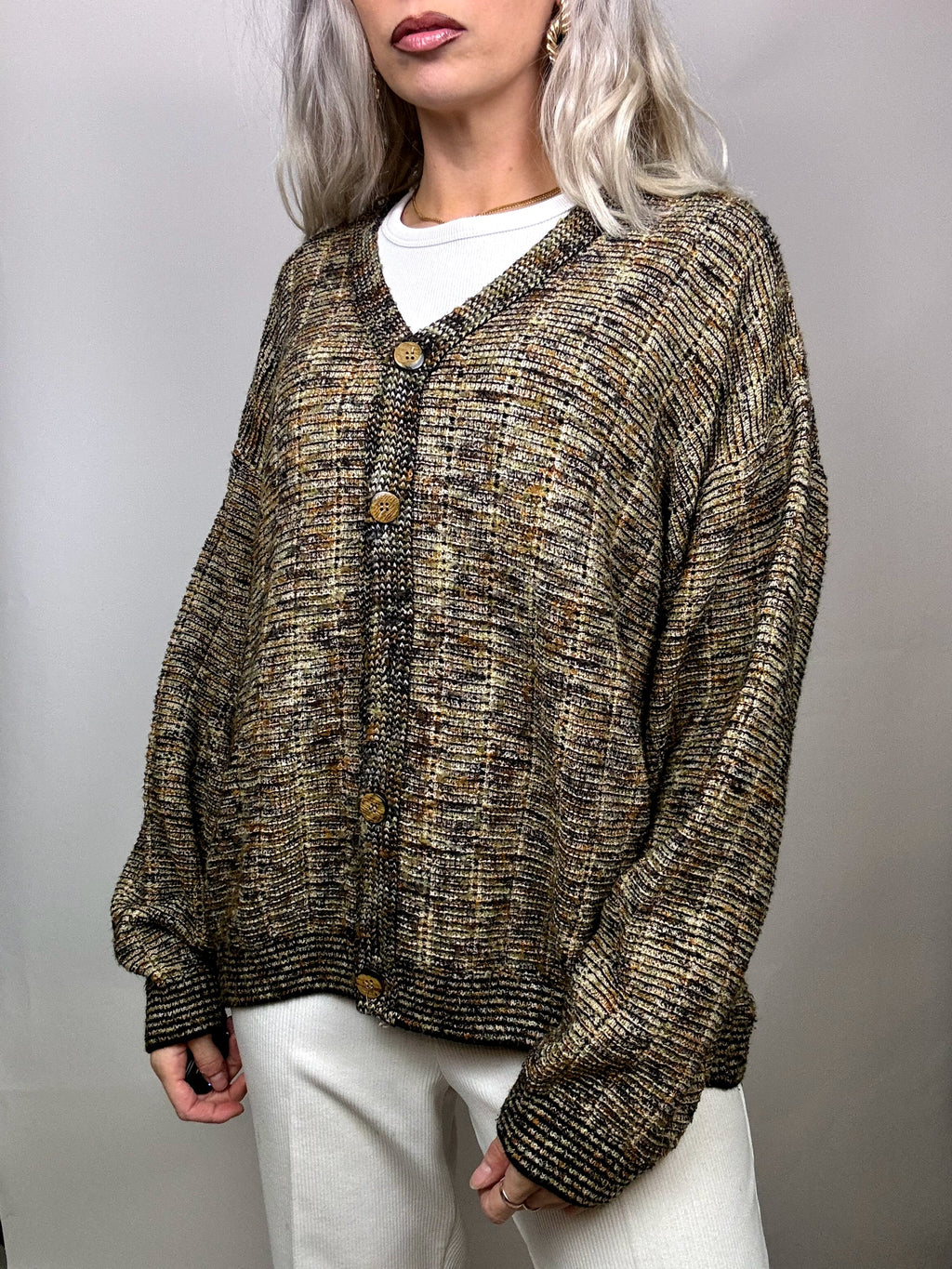 Vintage L/XL wool marl cardigan