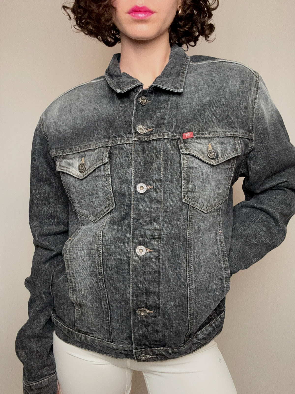Veste en denim grise Mustang L vintage