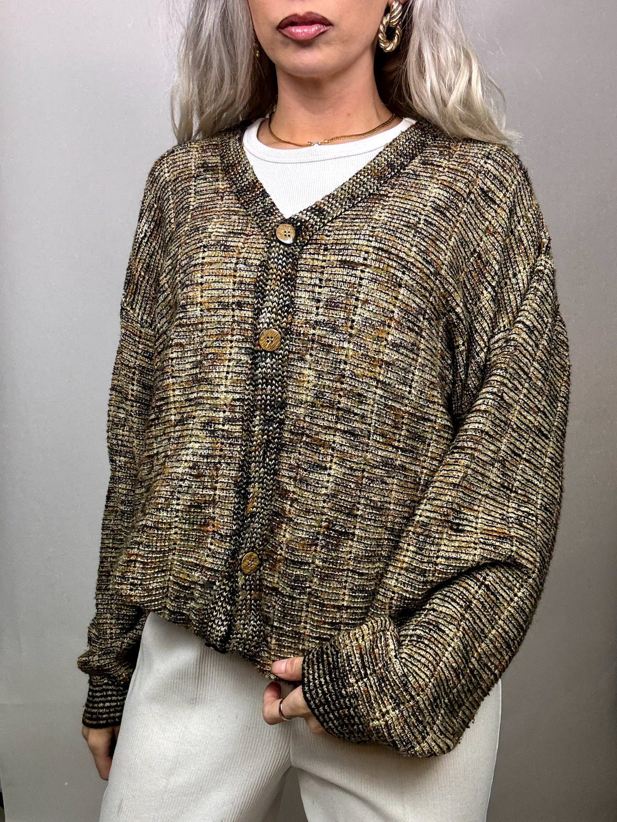 Vintage L/XL wool marl cardigan