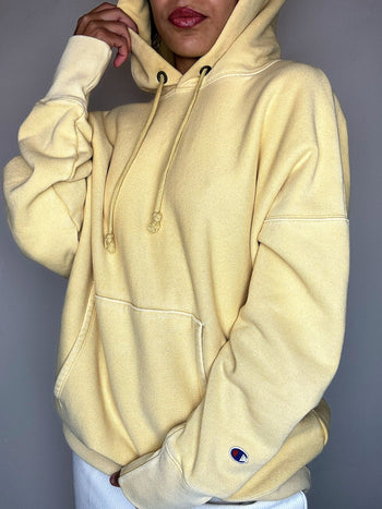 Sweat à capuche jaune CHAMPION M vintage