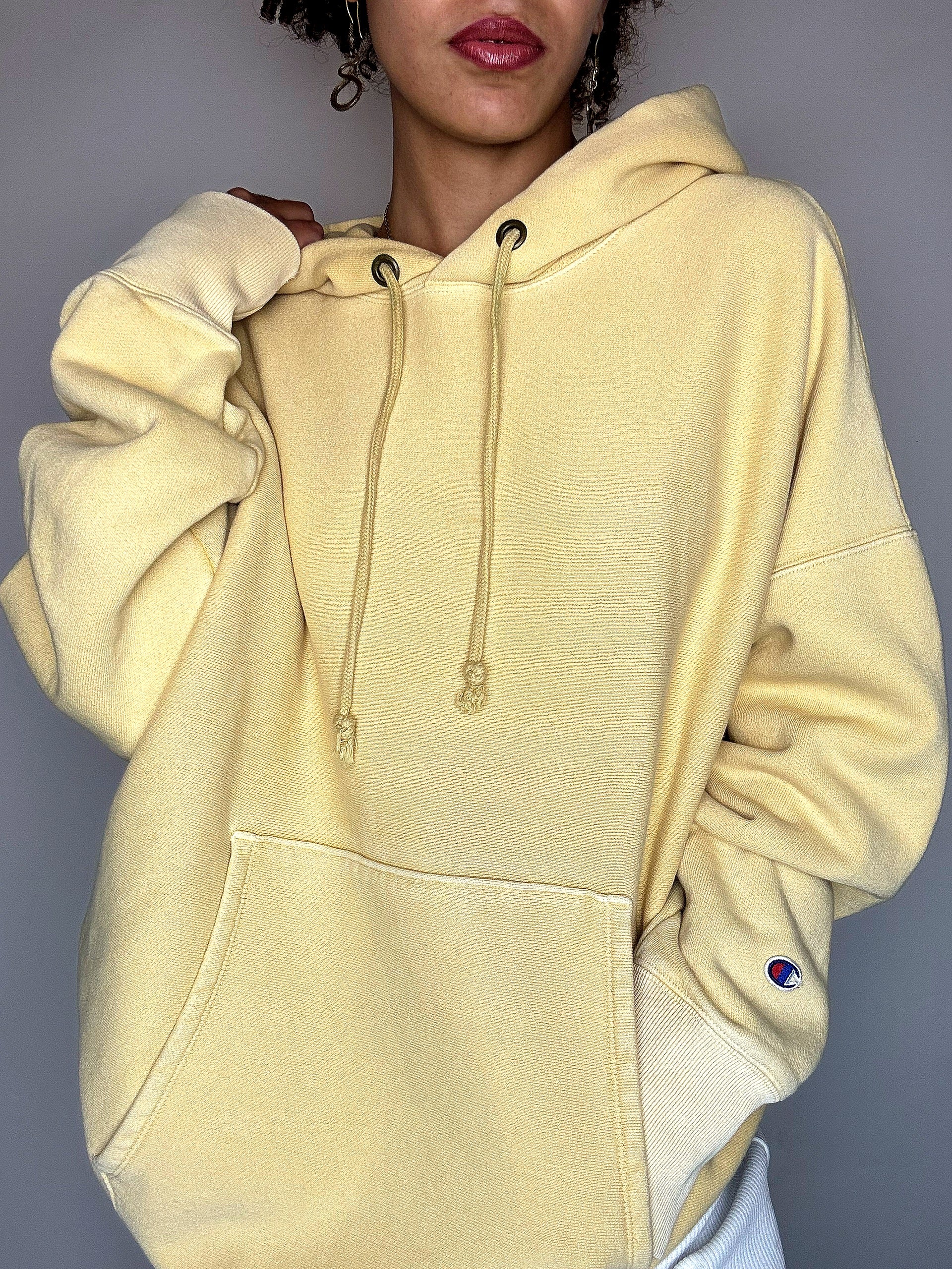 Sweat à capuche jaune CHAMPION M vintage