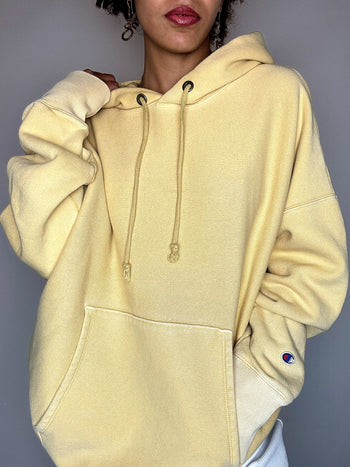 Sweat à capuche jaune CHAMPION M vintage