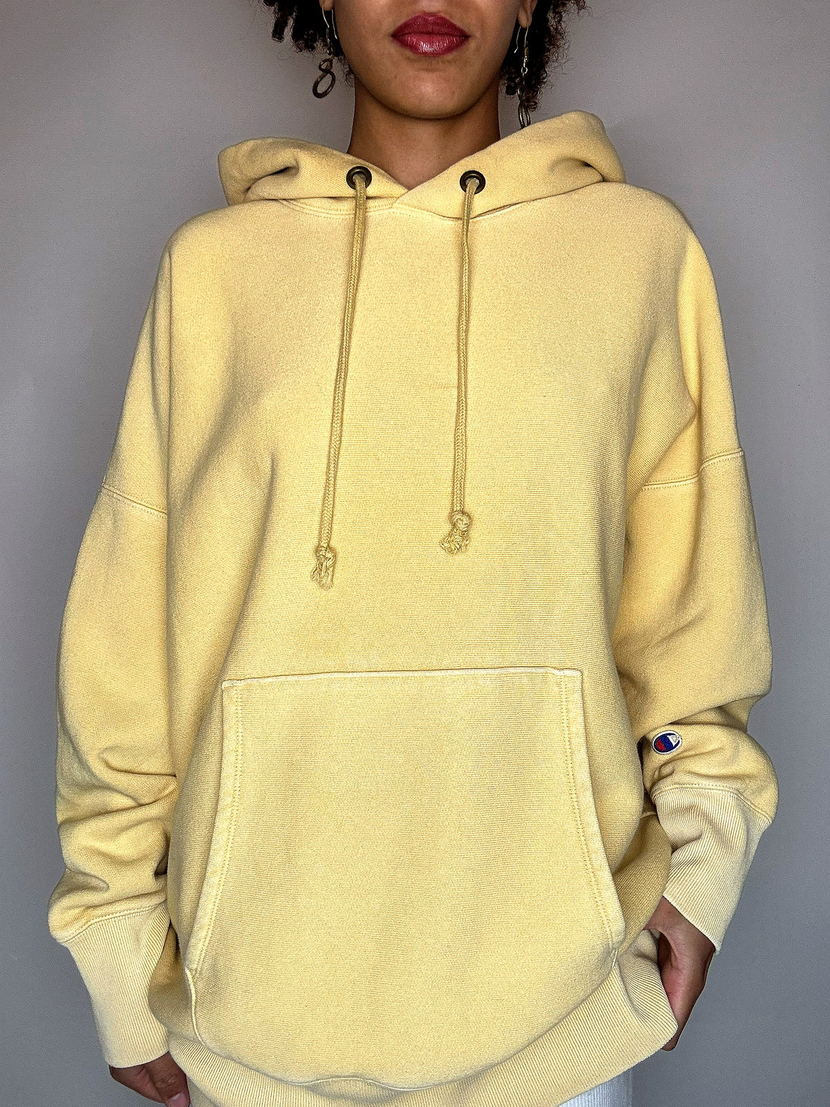 Sweat à capuche jaune CHAMPION M vintage