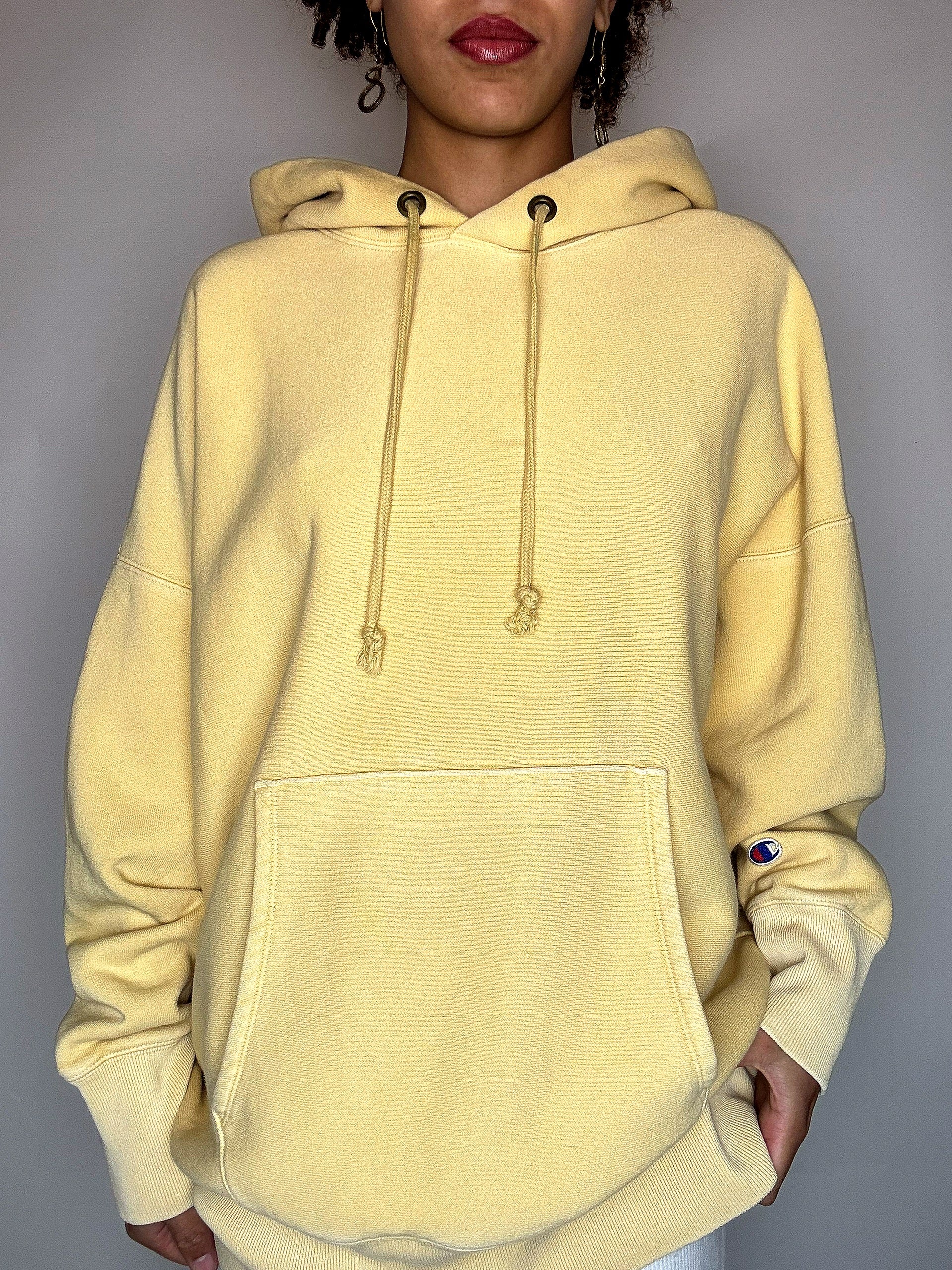 Sweat à capuche jaune CHAMPION M vintage