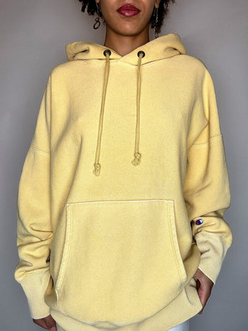 Sweat à capuche jaune CHAMPION M vintage