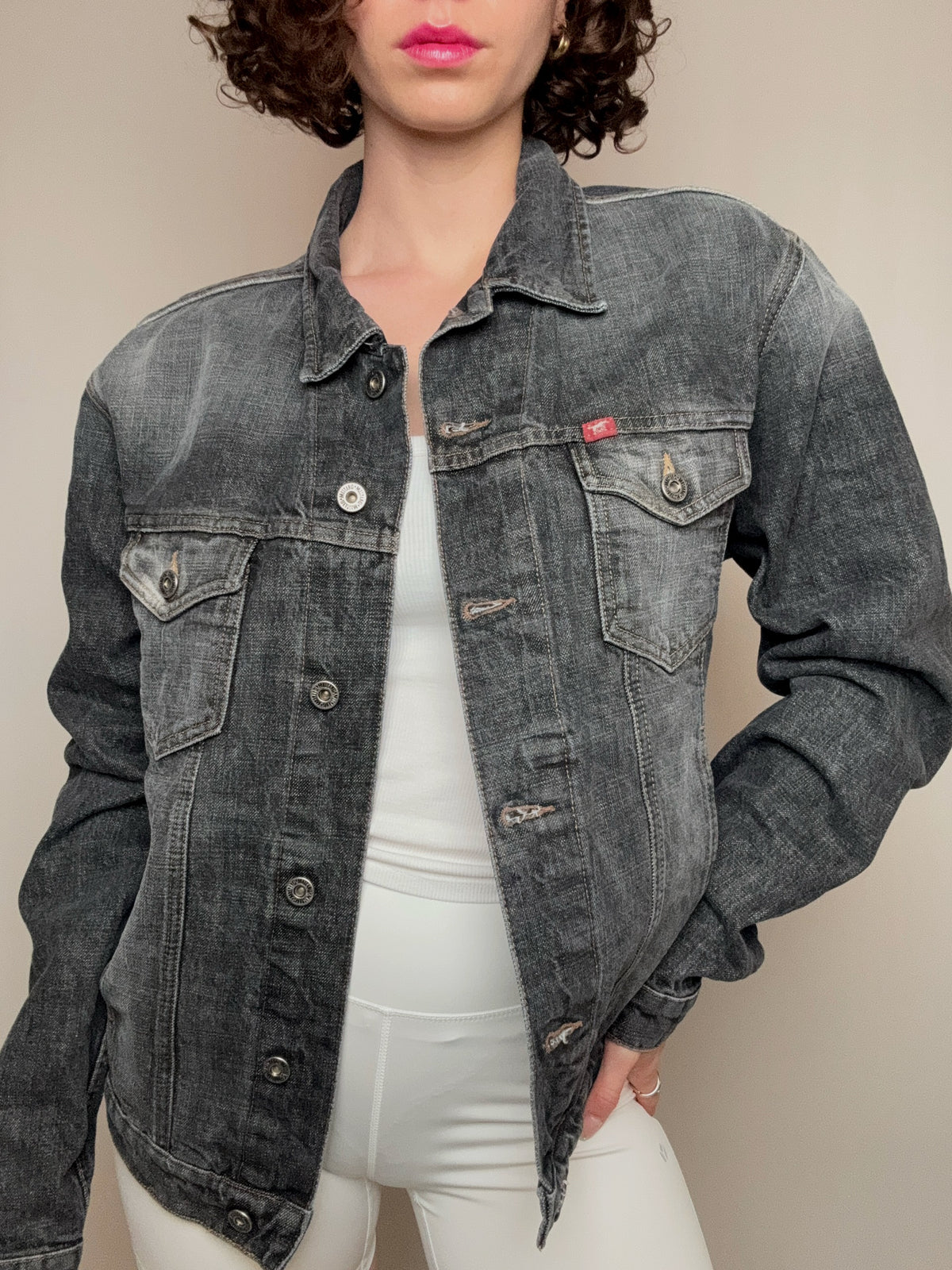 Veste en denim grise Mustang L vintage