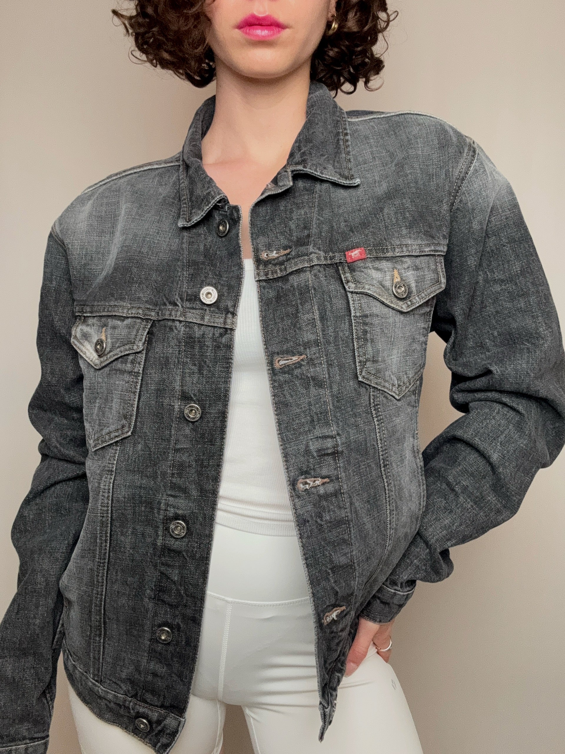 Veste en denim grise Mustang L vintage