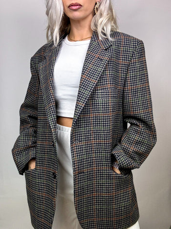 Blazer en laine à carreaux XL vintage