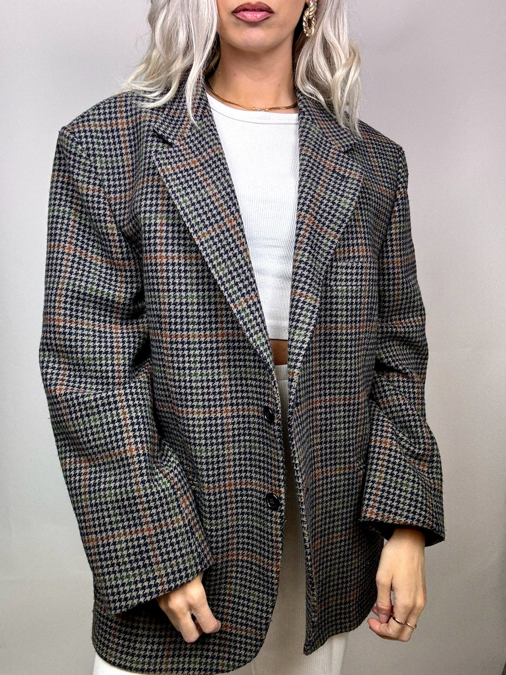 Blazer en laine à carreaux XL vintage