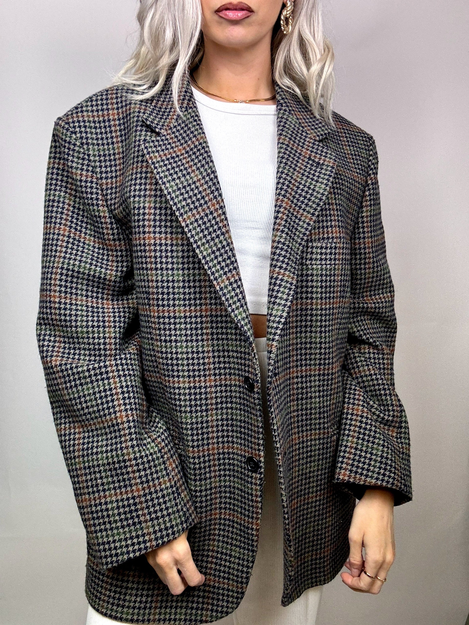Blazer en laine à carreaux XL vintage