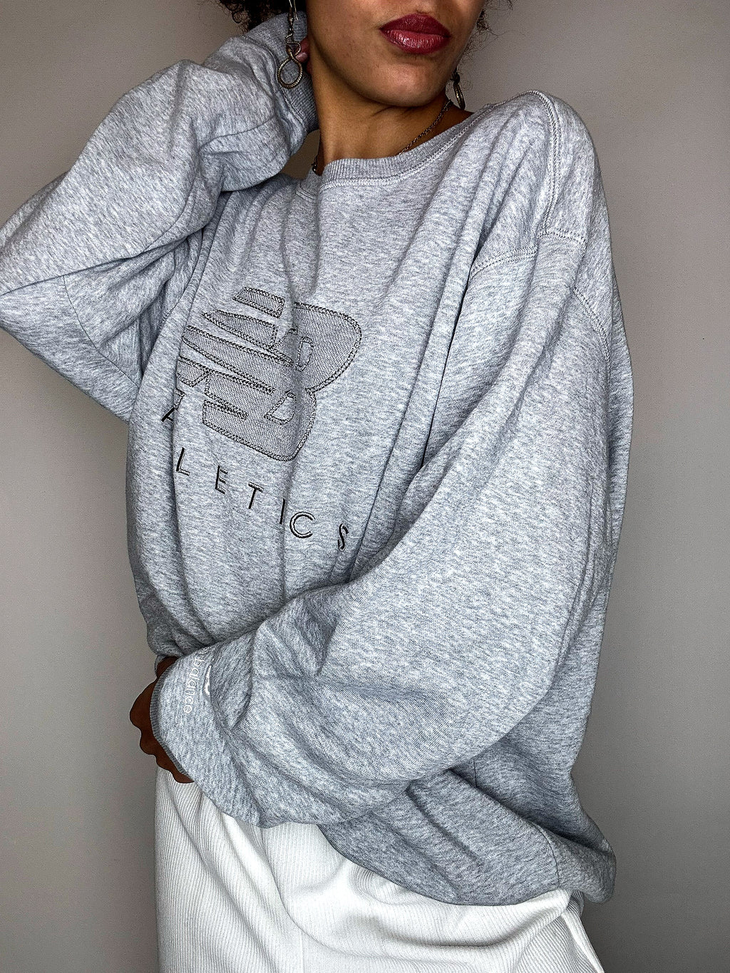 Sweat gris NEW BALANCE L vintage